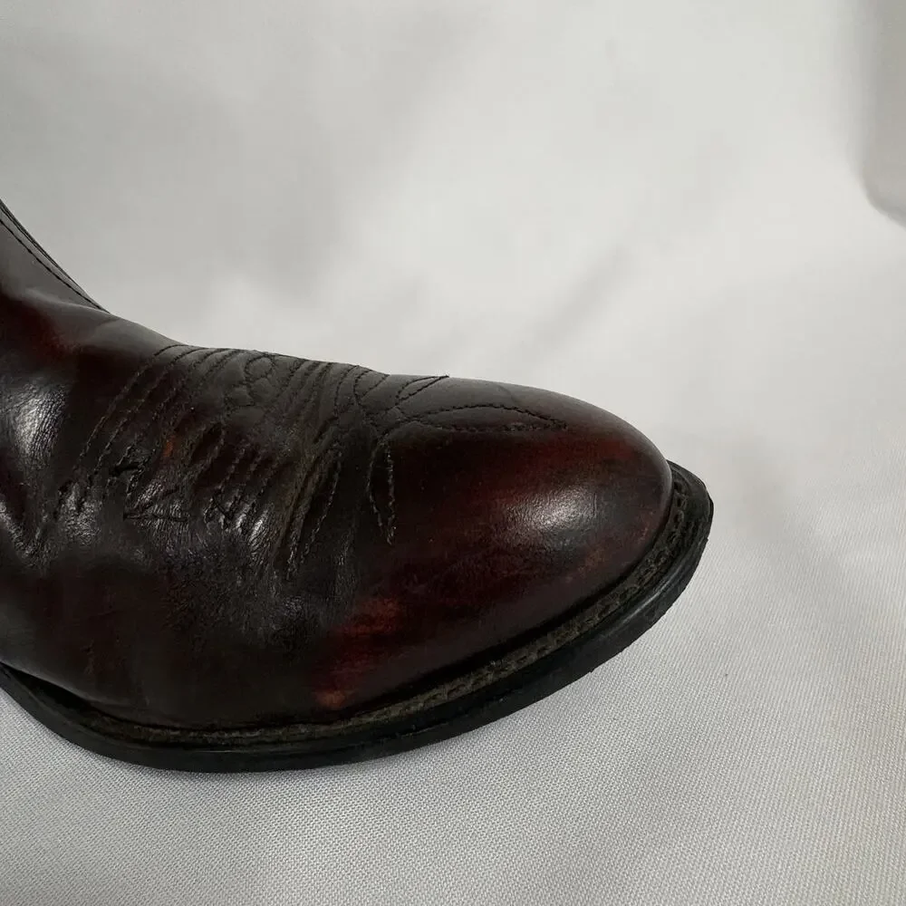 Vintage Wonder Walkers Mens 9.5 D Leather Western Boots USA Side Zip Oxblood